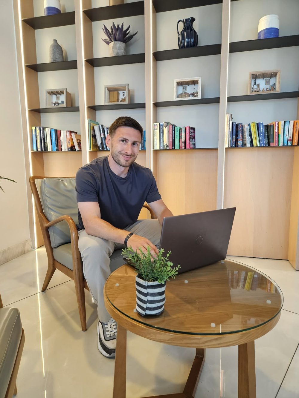 Matt Webb, founder of Webdog, working at his laptop